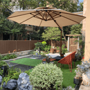 【Outdoor Idea】PURPLE LEAF Double Top Aluminum Cantilever Umbrella in Wood Color with Base - Purple Leaf Garden