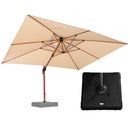 【Outdoor Idea】PURPLE LEAF Double Top Aluminum Cantilever Umbrella in Wood Color with Base - Purple Leaf Garden