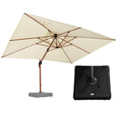 【Outdoor Idea】PURPLE LEAF Double Top Aluminum Cantilever Umbrella in Wood Color with Base - Purple Leaf Garden