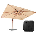 【Outdoor Idea】PURPLE LEAF Double Top Aluminum Cantilever Umbrella in Wood Color with Base - Purple Leaf Garden