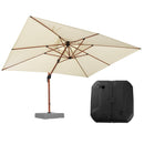 【Outdoor Idea】PURPLE LEAF Double Top Aluminum Cantilever Umbrella in Wood Color with Base - Purple Leaf Garden