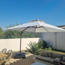 【Outdoor Idea】PURPLE LEAF Double Top Aluminum Cantilever Umbrella in Wood Color with Base - Purple Leaf Garden