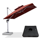 PURPLE LEAF Red Cantilever Patio Umbrella with Base. Outdoor patio shade solution