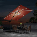 【Outdoor Idea】PURPLE LEAF Double Top Outdoor Patio Umbrella, Cantilever Umbrella with Base, Red - Purple Leaf Garden