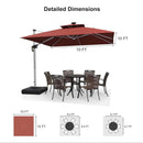 【Outdoor Idea】PURPLE LEAF Double Top Outdoor Patio Umbrella, Cantilever Umbrella with Base, Red - Purple Leaf Garden