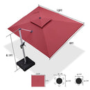 【Outdoor Idea】PURPLE LEAF Double Top Outdoor Patio Umbrella, Cantilever Umbrella with Base, Red - Purple Leaf Garden