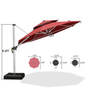 【Outdoor Idea】PURPLE LEAF Double Top Outdoor Patio Umbrella, Cantilever Umbrella with Base, Red - Purple Leaf Garden