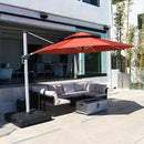 【Outdoor Idea】PURPLE LEAF Double Top Outdoor Patio Umbrella, Cantilever Umbrella with Base, Red - Purple Leaf Garden