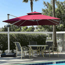 【Outdoor Idea】PURPLE LEAF Double Top Outdoor Patio Umbrella, Cantilever Umbrella with Base, Red - Purple Leaf Garden