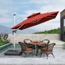 【Outdoor Idea】PURPLE LEAF Double Top Outdoor Patio Umbrella, Cantilever Umbrella with Base, Red - Purple Leaf Garden