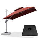 【Outdoor Idea】PURPLE LEAF Double Top Outdoor Patio Umbrella, Cantilever Umbrella with Base, Red - Purple Leaf Garden