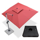 【Outdoor Idea】PURPLE LEAF Double Top Outdoor Patio Umbrella, Cantilever Umbrella with Base, Red - Purple Leaf Garden