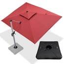 【Outdoor Idea】PURPLE LEAF Double Top Outdoor Patio Umbrella, Cantilever Umbrella with Base, Red - Purple Leaf Garden