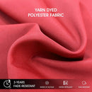 Red yarn-dyed polyester fabric detail for patio umbrellas, UV 50+, water-repellent and fade-resistant.