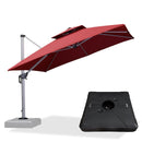 【Outdoor Idea】PURPLE LEAF Double Top Outdoor Patio Umbrella, Cantilever Umbrella with Base, Red - Purple Leaf Garden