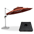 【Outdoor Idea】PURPLE LEAF Double Top Outdoor Patio Umbrella, Cantilever Umbrella with Base, Red - Purple Leaf Garden