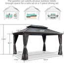 【Outdoor Idea】PURPLE LEAF Patio Gazebo with Aluminum Frame Grey Dining Sets-Bundle Set - Purple Leaf Garden