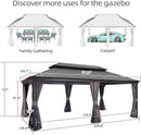 【Outdoor Idea】PURPLE LEAF Patio Gazebo with Aluminum Frame Grey Dining Sets-Bundle Set - Purple Leaf Garden