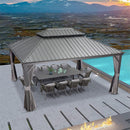 【Outdoor Idea】PURPLE LEAF Patio Gazebo with Aluminum Frame Grey Dining Sets-Bundle Set - Purple Leaf Garden