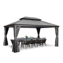 【Outdoor Idea】PURPLE LEAF Patio Gazebo with Aluminum Frame Grey Dining Sets-Bundle Set - Purple Leaf Garden