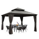 Grey Hardtop Gazebo with Dining Set: Outdoor patio furniture solution