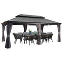 【Outdoor Idea】PURPLE LEAF Patio Gazebo with Aluminum Frame Grey Dining Sets-Bundle Set - Purple Leaf Garden