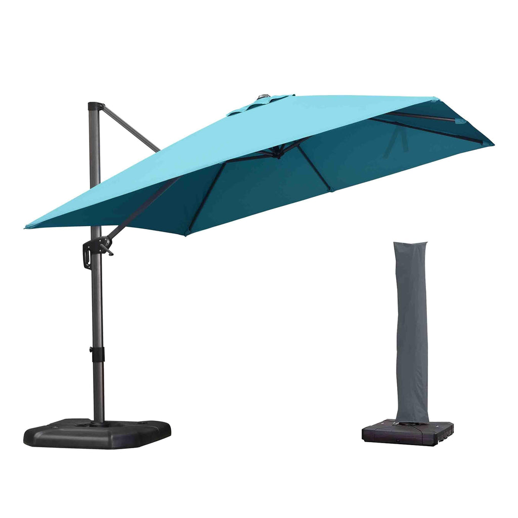 blue aqua outdoor patio umbrella replacement canvas PURPLE LEAF Cantilever Garden Patio Umbrella with Free Umbrella Cover