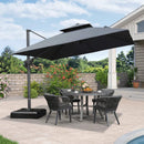 【Outdoor Idea】PURPLE LEAF Porch Umbrellas, Outdoor Patio Umbrella with Base, Grey - Purple Leaf Garden