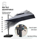 【Outdoor Idea】PURPLE LEAF Porch Umbrellas, Outdoor Patio Umbrella with Base, Grey - Purple Leaf Garden