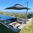 【Outdoor Idea】PURPLE LEAF Porch Umbrellas, Outdoor Patio Umbrella with Base, Grey - Purple Leaf Garden
