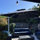 【Outdoor Idea】PURPLE LEAF Porch Umbrellas, Outdoor Patio Umbrella with Base, Grey - Purple Leaf Garden