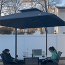 【Outdoor Idea】PURPLE LEAF Porch Umbrellas, Outdoor Patio Umbrella with Base, Grey - Purple Leaf Garden