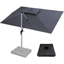 Alternate view of the grey Purple Leaf outdoor patio umbrella with base, potentially showing a different angle or detail