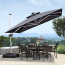 【Outdoor Idea】PURPLE LEAF Porch Umbrellas, Outdoor Patio Umbrella with Base, Grey - Purple Leaf Garden
