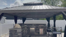 PURPLE LEAF Patio Gazebo for Pool Light Grey Hardtop Galvanized Steel Roof with String Lights-clear