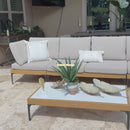 PURPLE LEAF Melben Patio Conversation Set Light Grey Outdoor Aluminum Modern Wicker Sofa Chairs Sets for Balcony Yard Porch