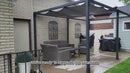 PURPLE LEAF Patio Gazebo for Pool Light Grey Hardtop Galvanized Steel Roof with String Lights-milky