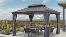 PURPLE LEAF Patio Gazebo for Backyard Grey Hardtop Galvanized Steel Roof Awning with Upgrade Curtain