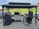 PURPLE LEAF Hardtop Grill Gazebo for Patio Grey Permanent Metal Roof Outside Sun Shade Outdoor BBQ Canopy with String Lights