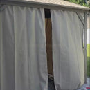 PURPLE LEAF Deck Gazebo Champagne Hardtop Metal Frame Double Roof with Curtains and Netting with Lights-clear