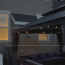 PURPLE LEAF Patio Gazebo for Backyard Grey Hardtop Galvanized Steel Roof Awning with String Lights-clear