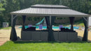 PURPLE LEAF Patio Gazebo for Pool Light Grey Hardtop Galvanized Steel Roof with String Lights-milky
