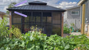 PURPLE LEAF Sunroom Hardtop Gazebo Solarium Wood Grain  Galvanized Steel Double Roof All-Weather Aluminum Outdoor Screen House