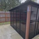 PURPLE LEAF Sunroom Hardtop Gazebo Solarium Wood Grain  Galvanized Steel Double Roof All-Weather Aluminum Outdoor Screen House
