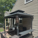 PURPLE LEAF Hardtop Grill Gazebo for Patio Grey Permanent Metal Roof Outside Sun Shade Outdoor BBQ Canopy