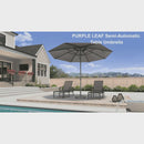 PURPLE LEAF Semi-Auto Outdoor Market Table Umbrella with Heavy-Duty Fabric