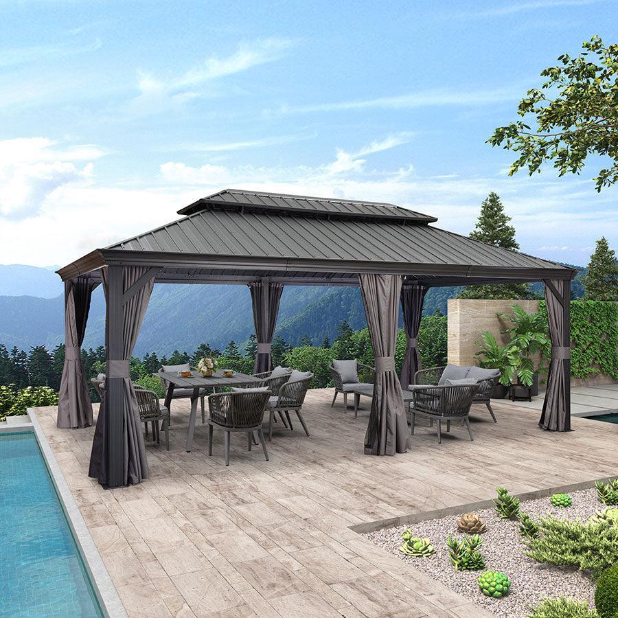 12x20' Outdoor Patio Gazebo | Double Roof and Netting