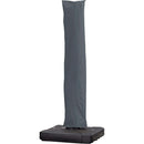 Gray cantilever patio umbrella cover protecting a closed umbrella base.