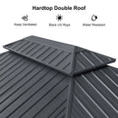 PURPLE LEAF Grey Hardtop Gazebo with Heavy Duty Galvanized Steel Double Roof with String Lights-clear