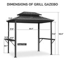 PURPLE LEAF 6' x 8' Hardtop Grill Gazebo For Patio Permanent Metal Roof Outside Sun Shade Outdoor BBQ Canopy - Purple Leaf Garden